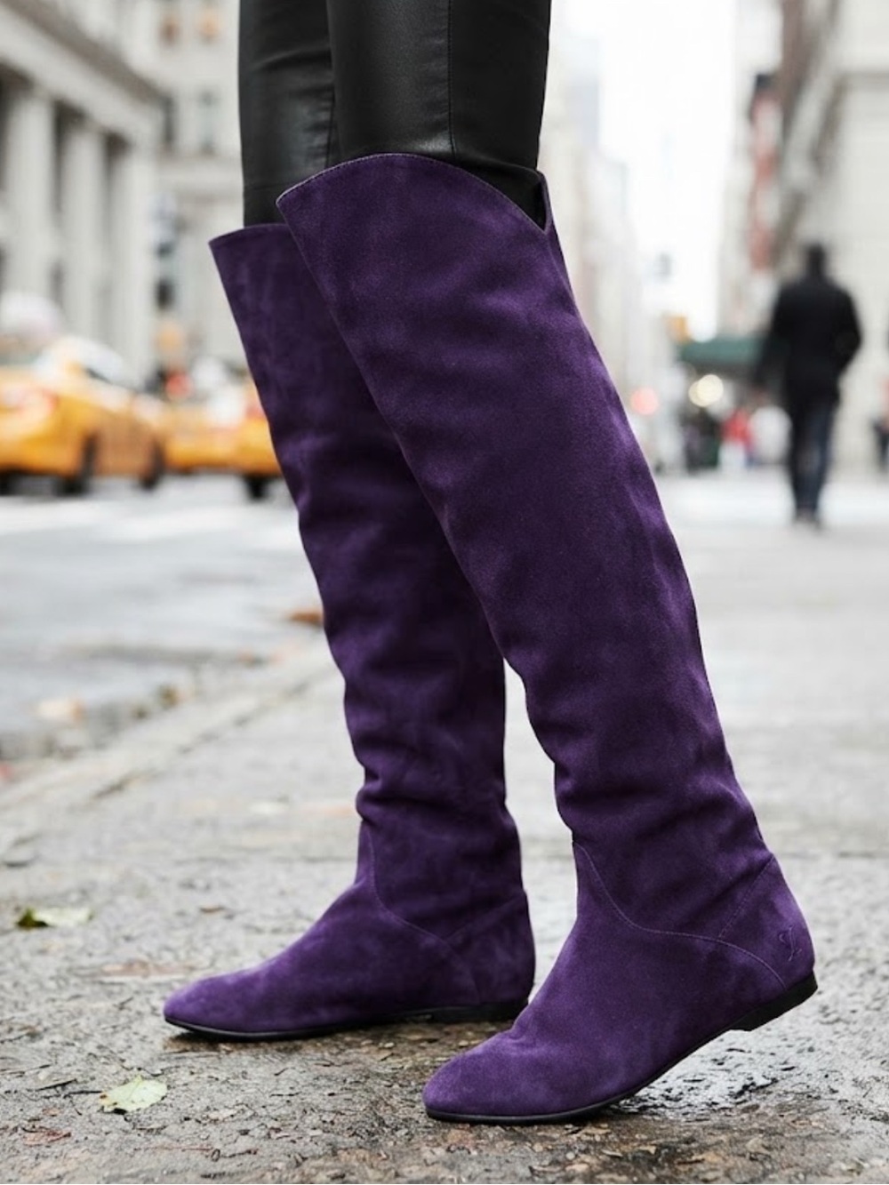 Source unknown vintage tall genuine suede leather over the knees purple boots 9